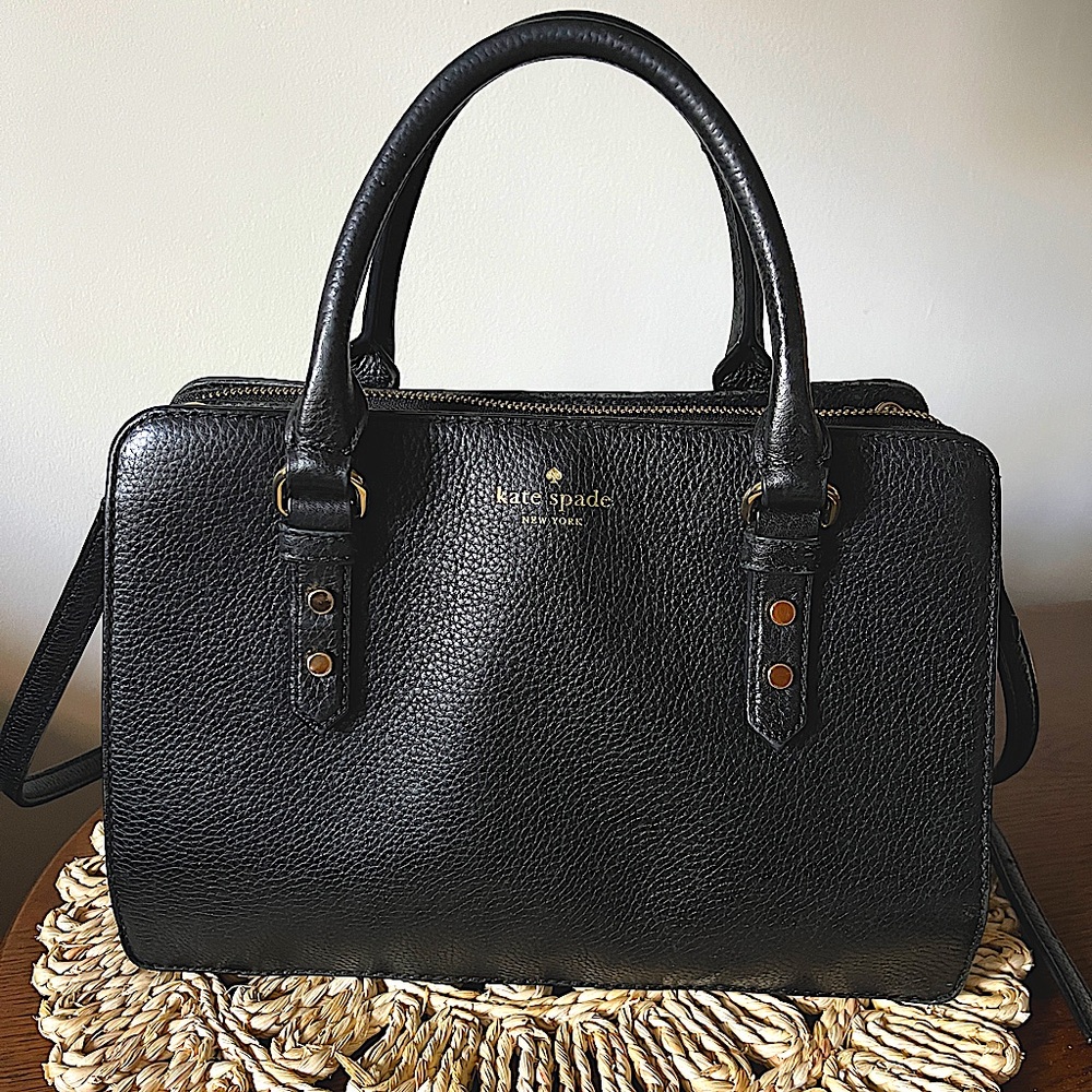 kate spade Mulberry Street Lise Black Satchel Purse w dustbag pebbled leather